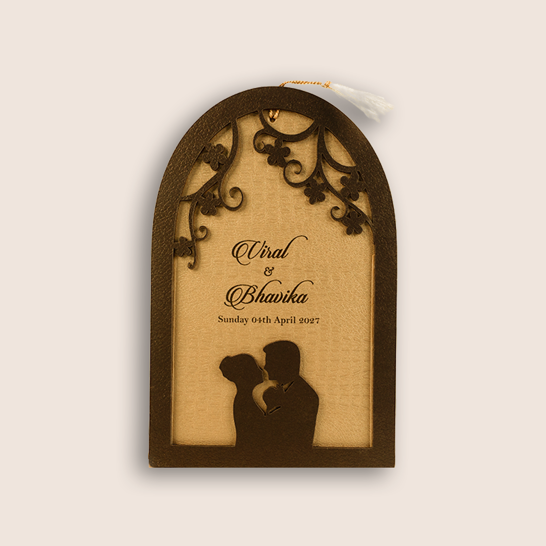 Metallic Gold Laser Cut Wedding Invitation - KMARA610