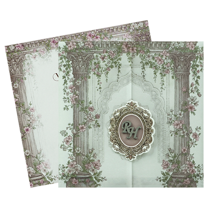 Pink Arch Floral Wedding Card-KSI65130