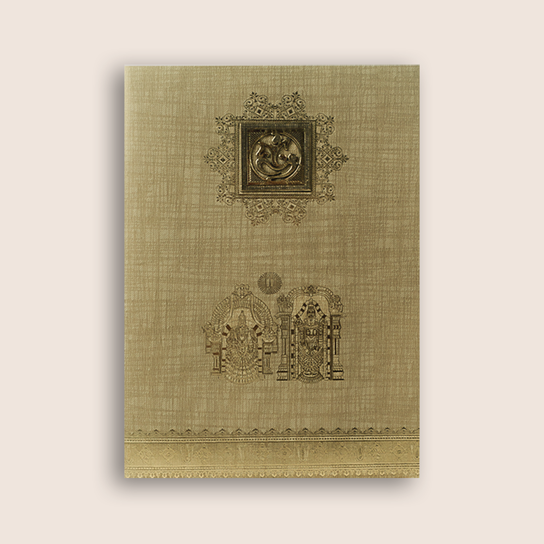 Gold Floral Balaji Padmavathi Wedding Card - KNCM22NB