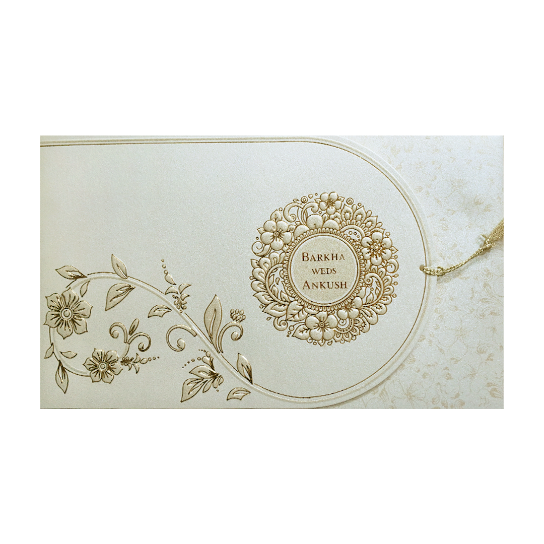 Ivory Gold Floral Mandala Wedding Invitation Card-KPR06400