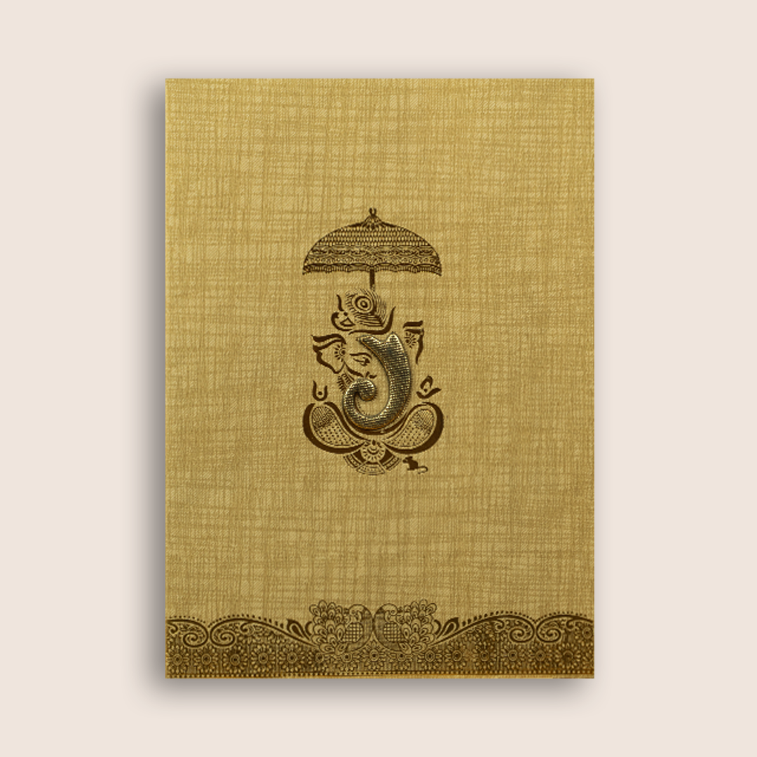 Brown Gold Floral Wedding Card - KNCM25NG