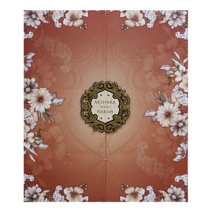 Brown Floral Door Wedding Invitation Card - KVN07600