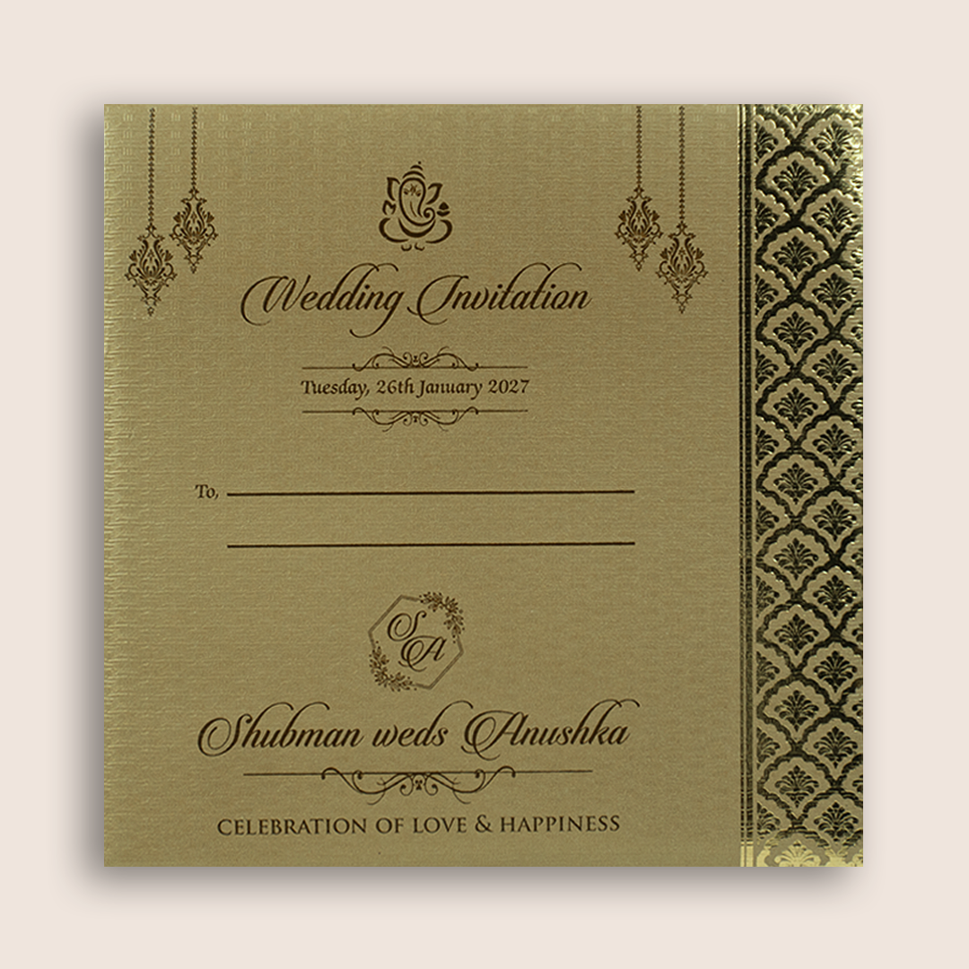 Gold Embossed Floral Wedding Card - KRB10111