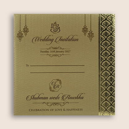 Gold Embossed Floral Wedding Card - KRB10111