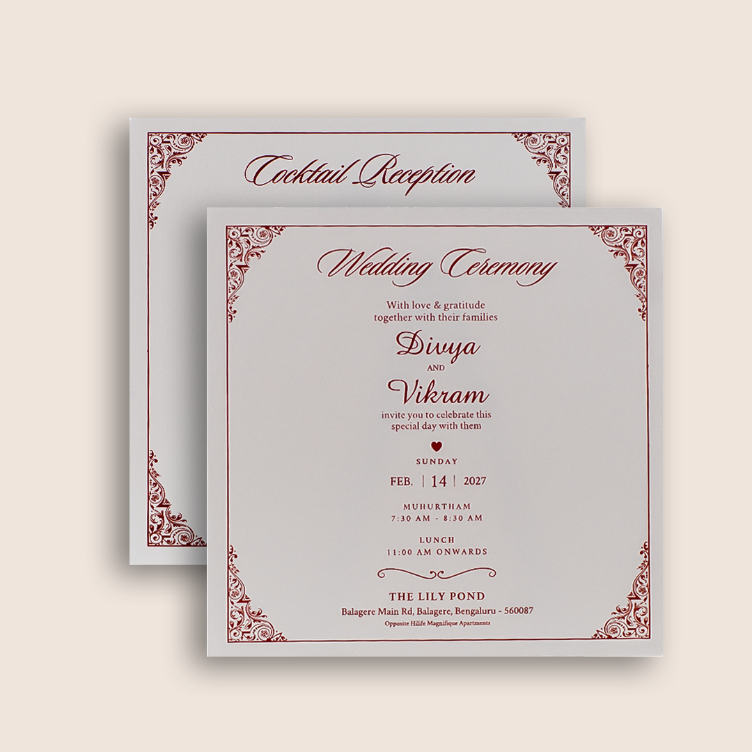 White Embossed Padded Wedding Card - KNK4021W