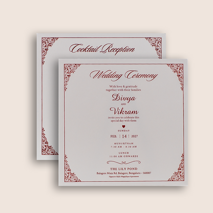 White Embossed Padded Wedding Card - KNK4021W