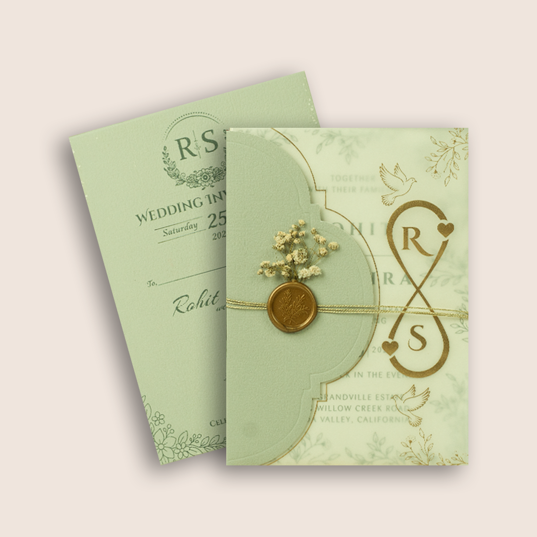 Light Grey Laser Cut Floral Wedding Card - KJP25150