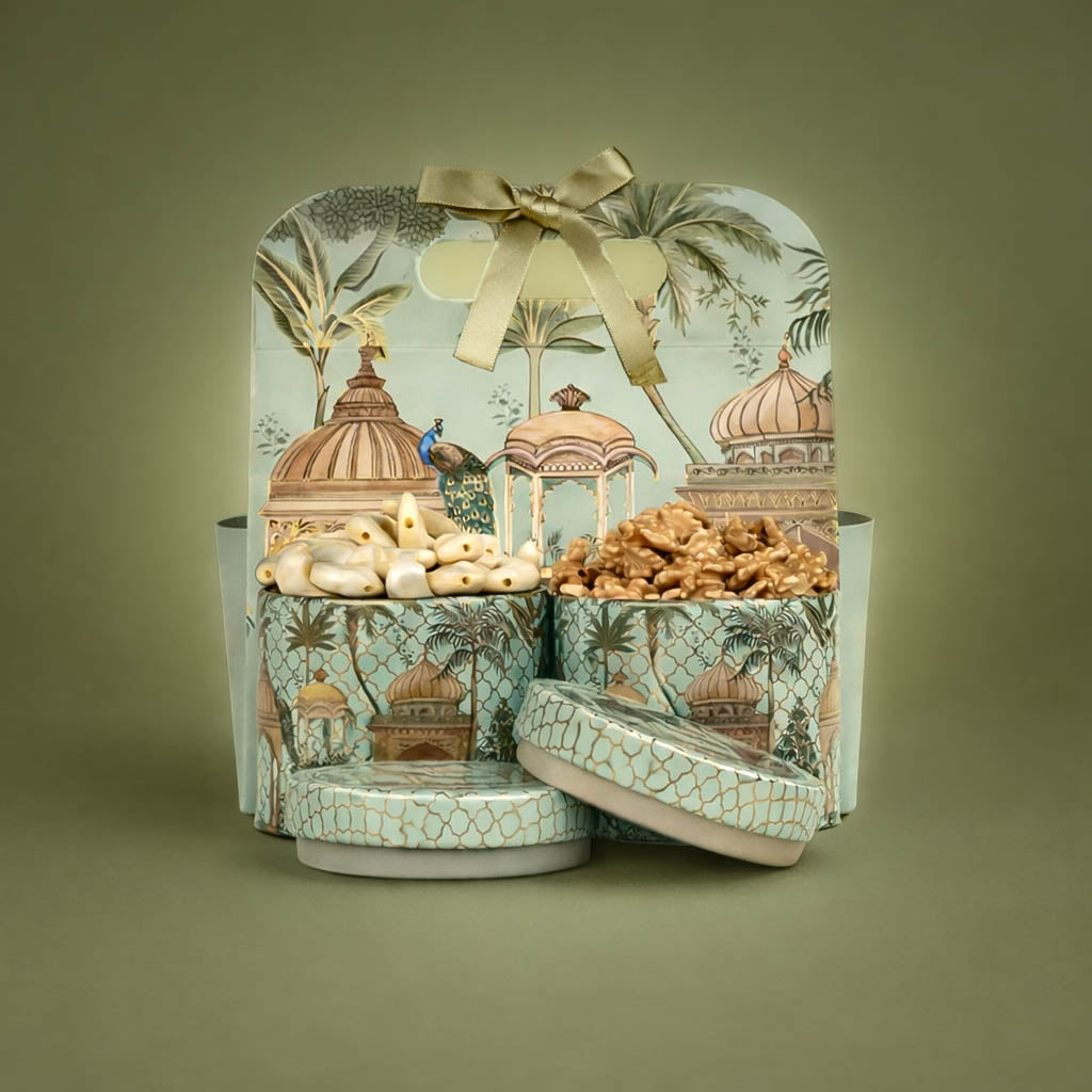 Green Peacock Palace Return Gift Hamper-GNBT9503