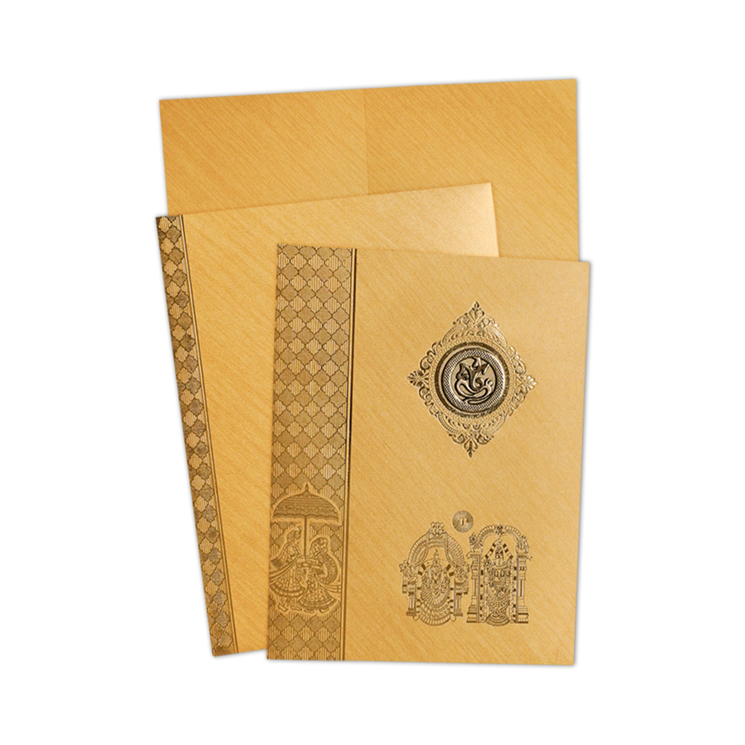 Classic Gold Balaji Wedding Card-KNR5024G