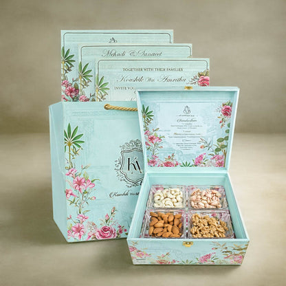 Blue Pink Floral Luxury Invitation Box-KNLW202531
