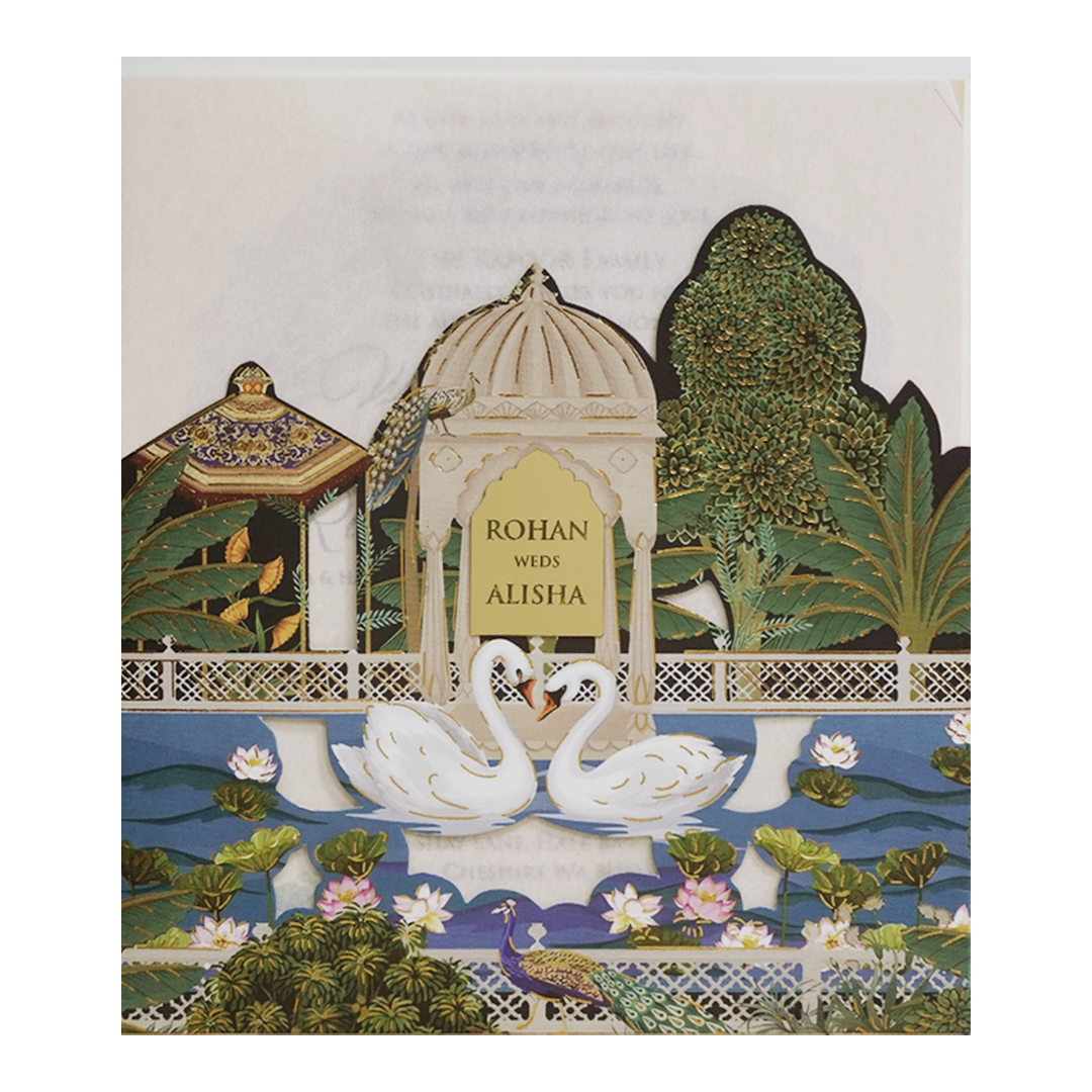 Luxury Cream Garden Laser-Cut Wedding Card - KFR16220