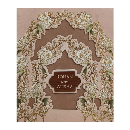 Pastel Pink Laser Cut Floral Arch Wedding Card - KFR16380