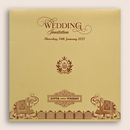 Ivory Floral Wedding Invitation Card - KNKD2801G