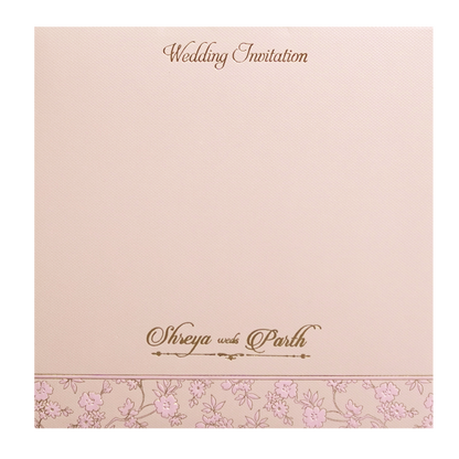 Pink Floral Padded Wedding Card - KMMWD1122
