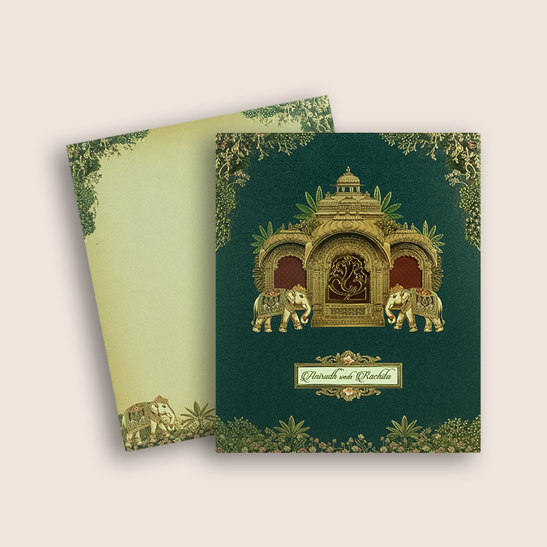 Royal Blue Padded Elephant Wedding Card - KAA05750