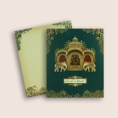 Royal Blue Padded Elephant Wedding Card - KAA05750