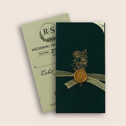 Teal Green Floral Wedding Card - KJP25260
