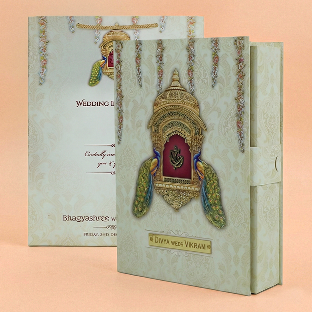 Sandal peacock premium sweet box card-KNK7901S