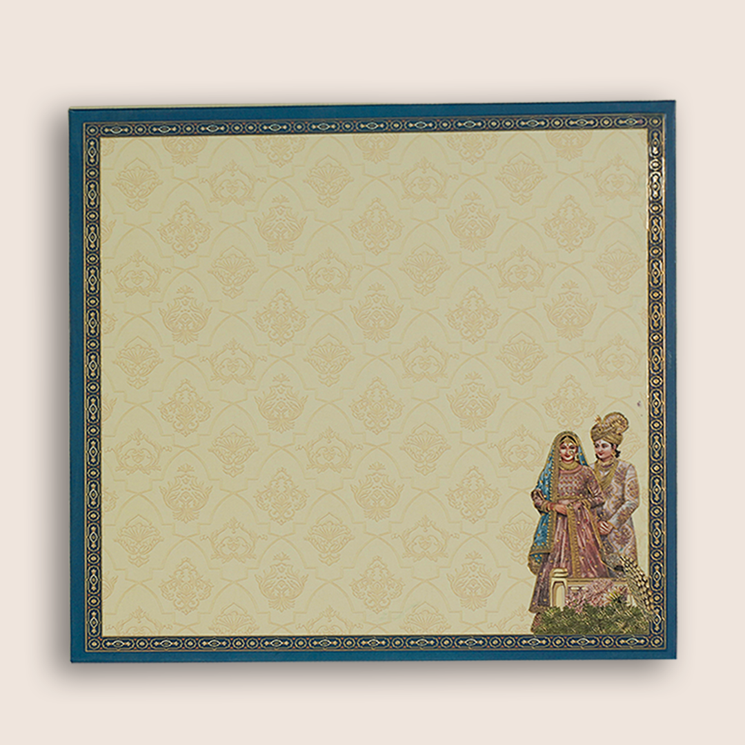Cream Padded Bride Groom Wedding Card - KAA06400