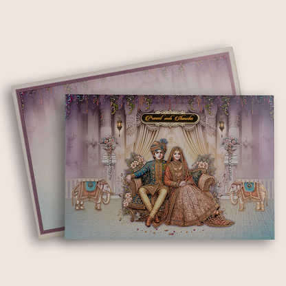 Lavender Padded Bride Groom Wedding Card - KAA05970
