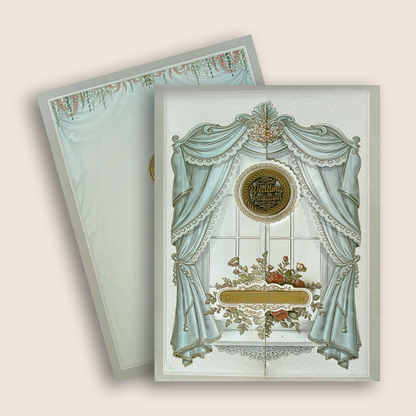 Grey Royal Window Door Style Wedding Card - KNAR2408