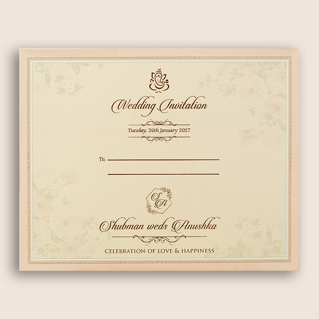 Peach Rose Floral Wedding Card - KRB54210