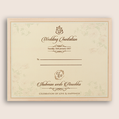 Peach Rose Floral Wedding Card - KRB54210