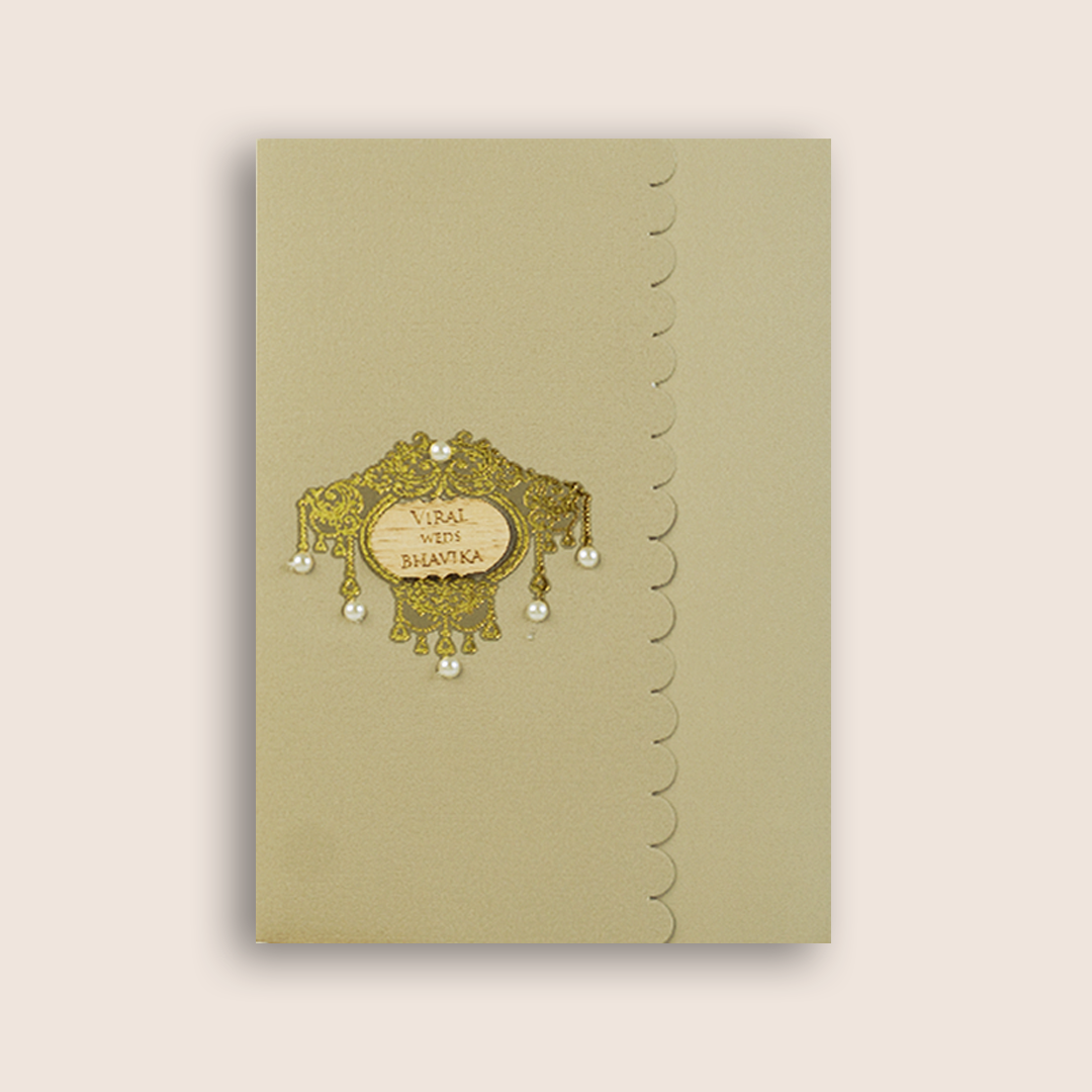 Grey Floral Door Style Wedding Card - KMARA600