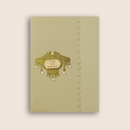 Grey Floral Door Style Wedding Card - KMARA600