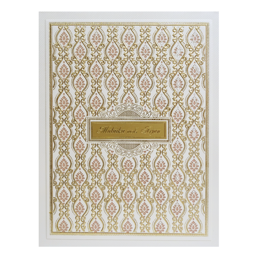 White Laser Cut Floral Modern Padded Wedding Card-KMMEX8250