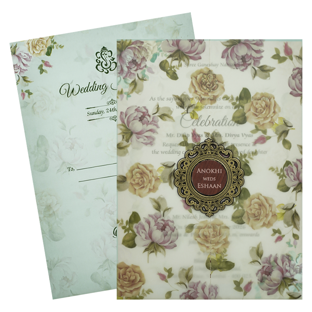 Vellum Floral Wedding Card-KJTS3634