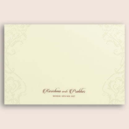 Cream Embossed Floral Padded Marriage Card - KPR010360