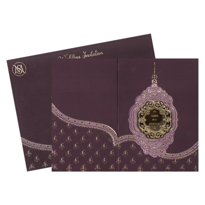 Purple Gold Floral Wedding Card-KSI65110