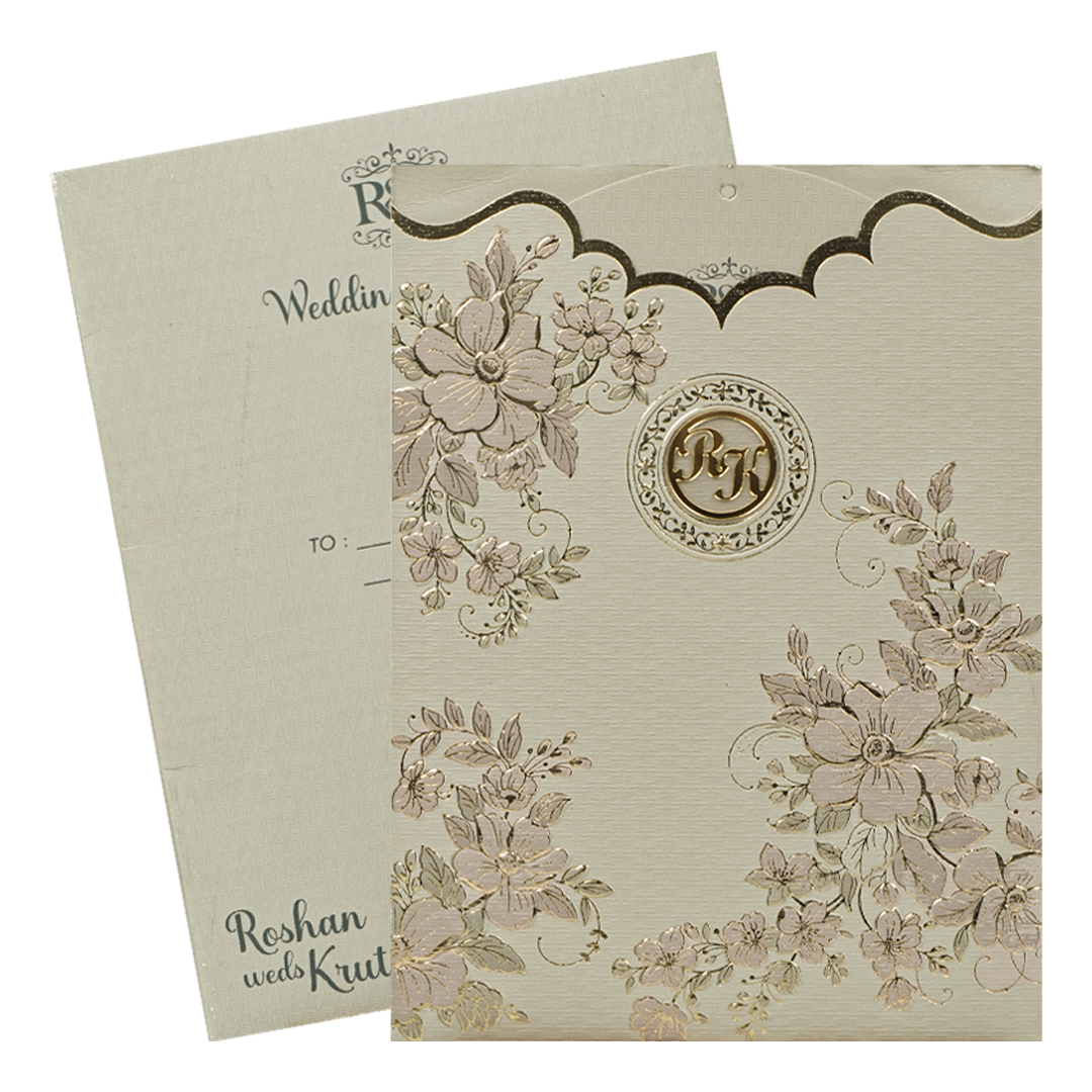 Dusty Grey Floral Wedding Card-KSI64890