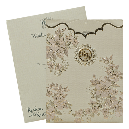 Dusty Grey Floral Wedding Card-KSI64890
