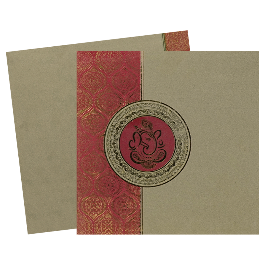 Brown Floral God Wedding Card-KNK30361