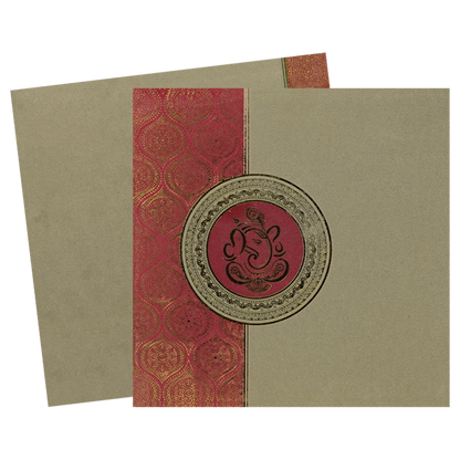Brown Floral God Wedding Card-KNK30361