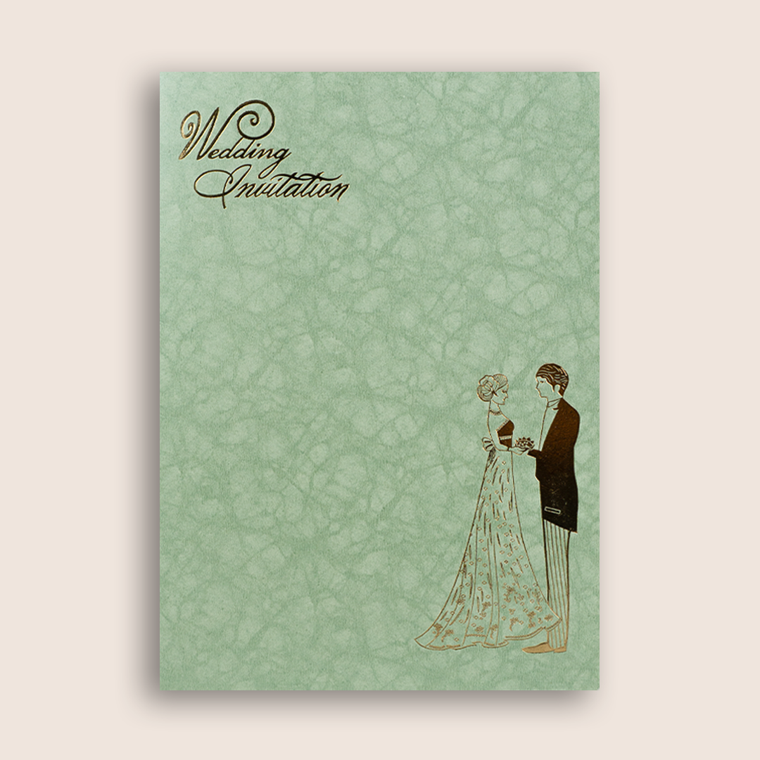 Light Green Western Couple Wedding Card - KNKR035GL