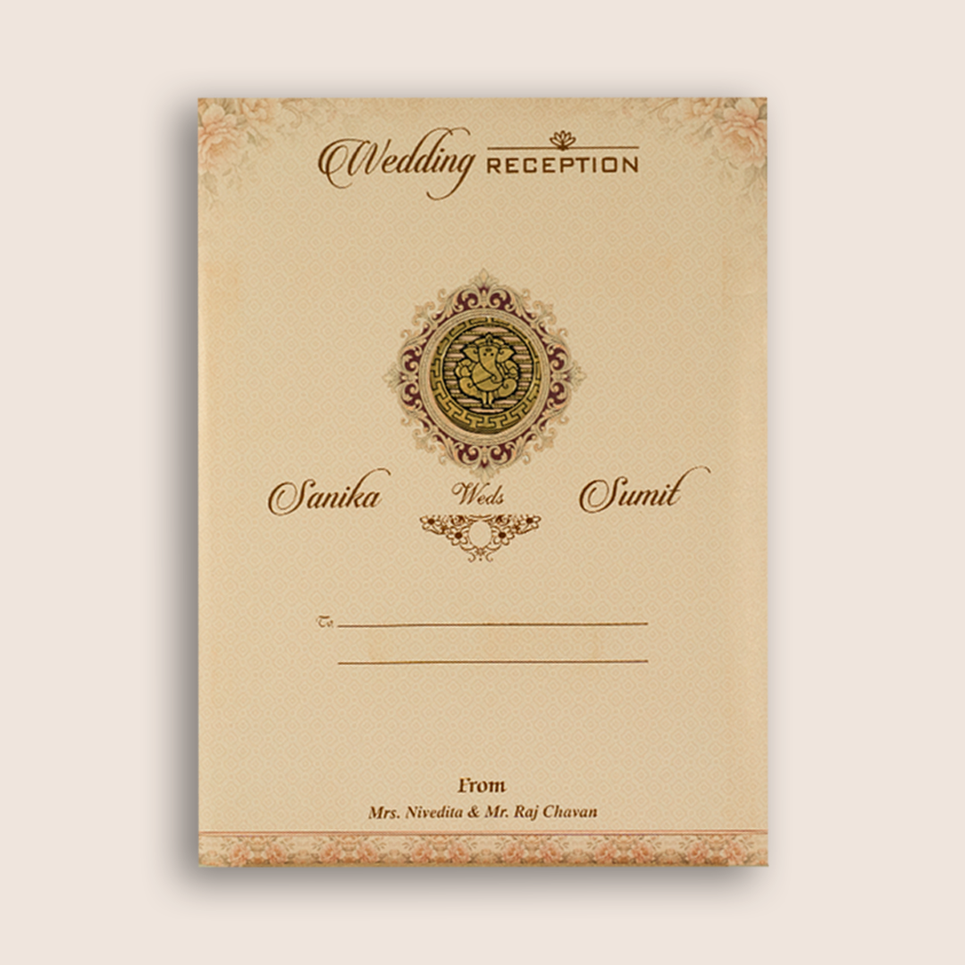 Peach Floral Door Style Wedding Invitation - KSH27160