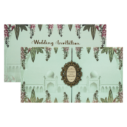 BlueTaj Mahal Floral Padded Wedding Card-KJTS1715