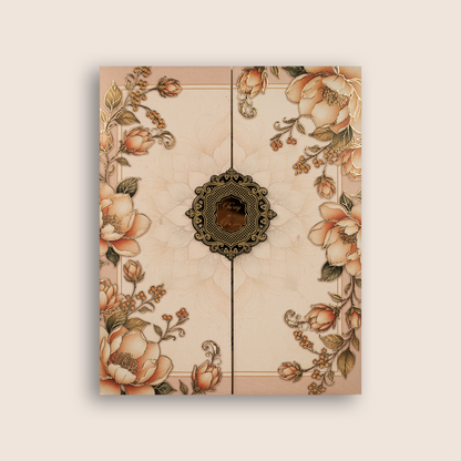 Peach Floral Door Style Wedding Card - KPR07230