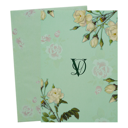 Green Rose Floral Wedding Card-KNPP682G
