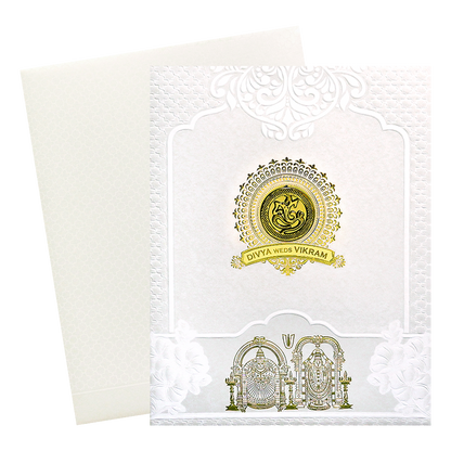 White Balaji Padmavathi Wedding Card-KNJS2090