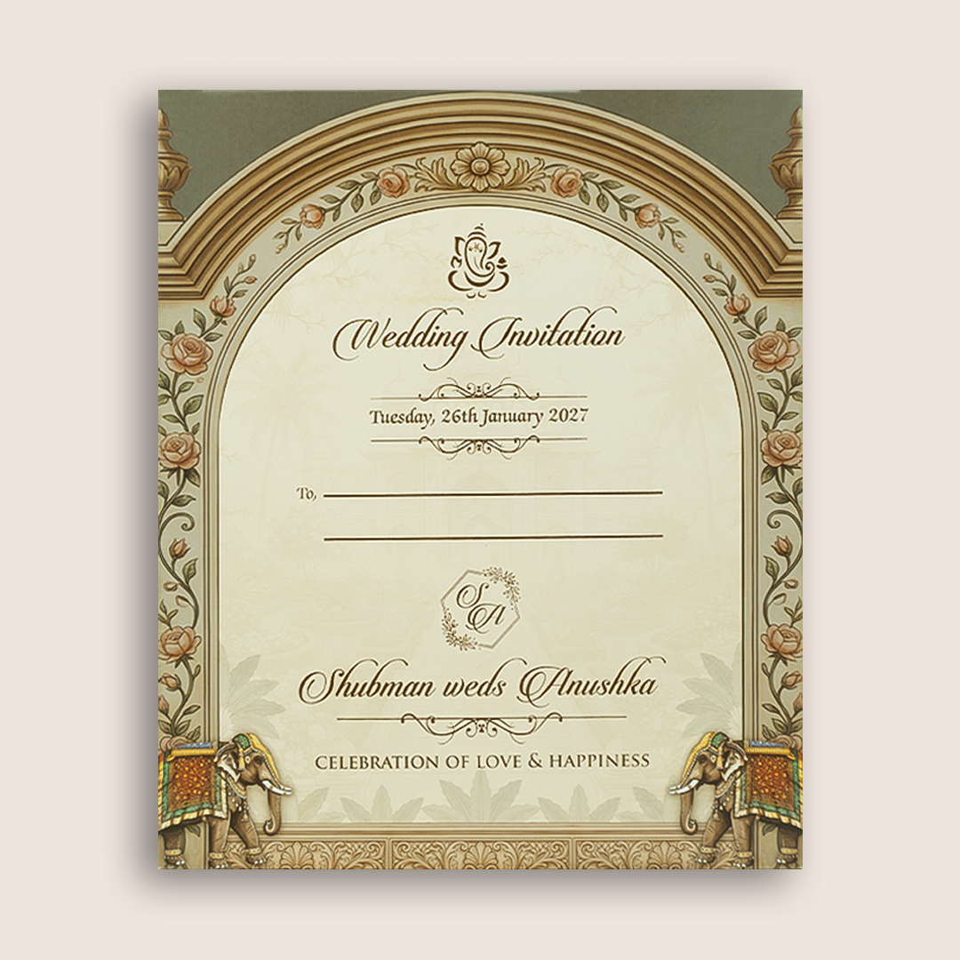Grey Arch MDF Laser Cut Wedding Invitation Card - KRB10080