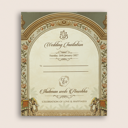 Grey Arch MDF Laser Cut Wedding Invitation Card - KRB10080