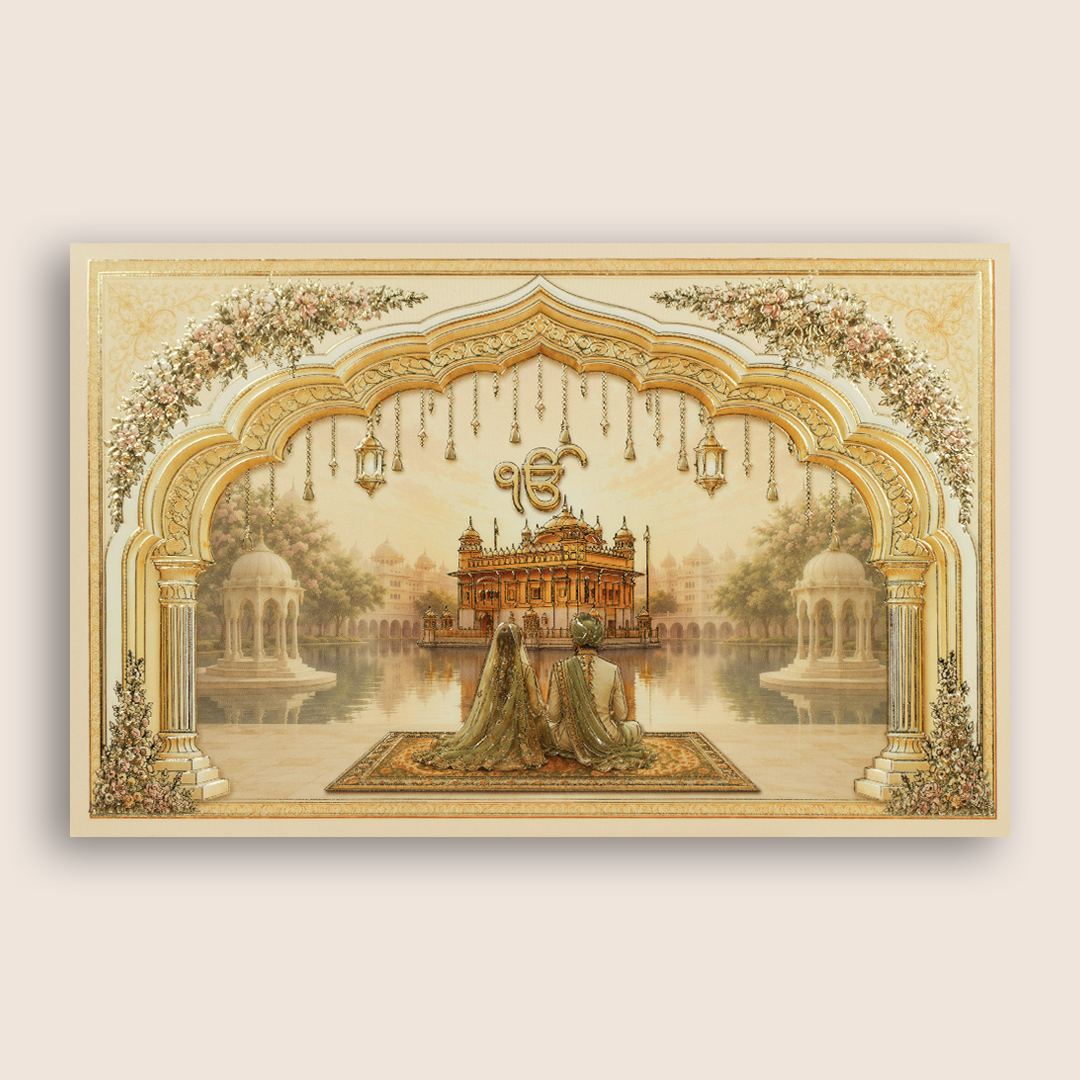 Peach Floral Bride Groom Marriage Card - KPR07060