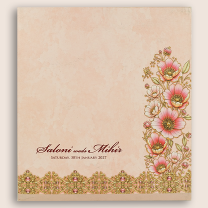 Pink Royal Bride Groom Padded Door Style Wedding Card - KPR026120