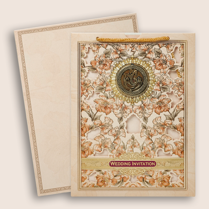 Pink Floral Bag Style Wedding Card-KNAV1803