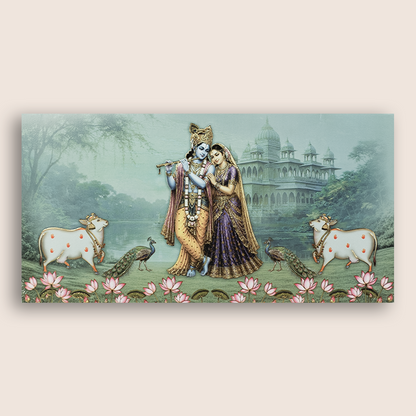 Green Lord Radha Krishna Marriage Card - KVN08040