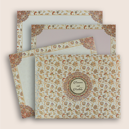Cream Colourfull Floral Wedding Card - KAA05390